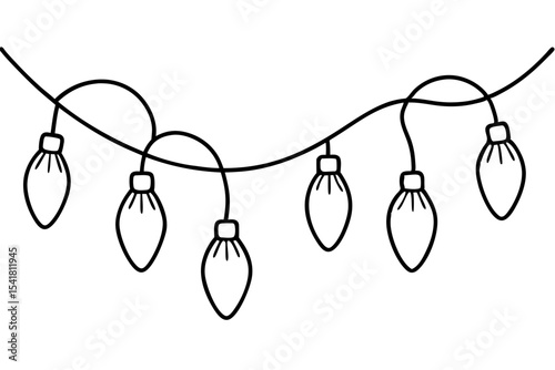 Festive Christmas Lights Line Art Vector Set