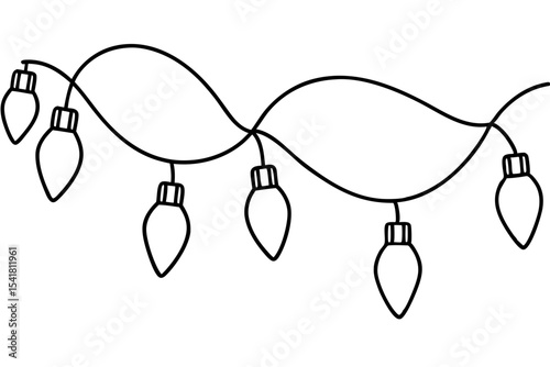 Festive Christmas Lights Line Art Vector Set