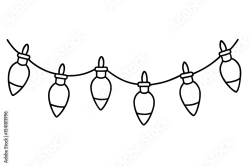 Festive Christmas Lights Line Art Vector Set