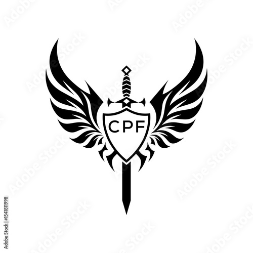 CPF "Heraldic Sword Shield Wing Emblem with CPF Initials  – CPF Later Logo Military Logo Design Vector"

