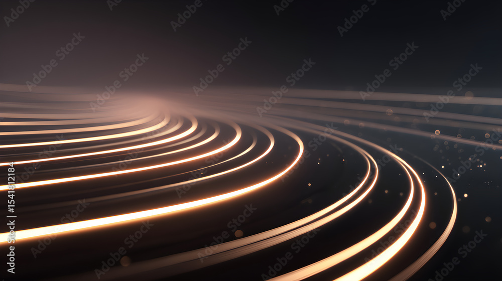 Fototapeta premium Abstract Golden Lines Curve on Dark Background Elegant Swirling Design for Luxury Branding Technology