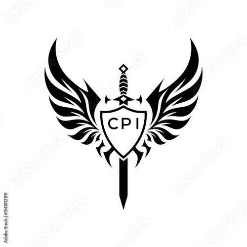 CPI "Heraldic Sword Shield Wing Emblem with CPI Initials  – CPI Later Logo Military Logo Design Vector"
