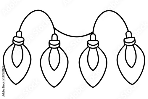 Festive Christmas Lights Line Art Vector Set