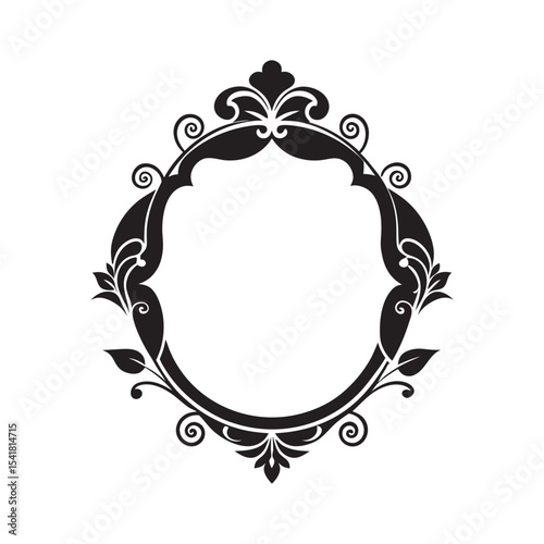 Vintage Floral Photo Frame Silhouette Line Art
