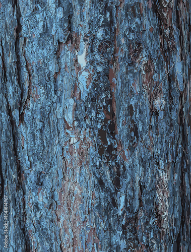 Vector illustration of Black pine bark close-up. The texture of trunk of Pinus nigra. Background from living wood. Forest nature skin.
