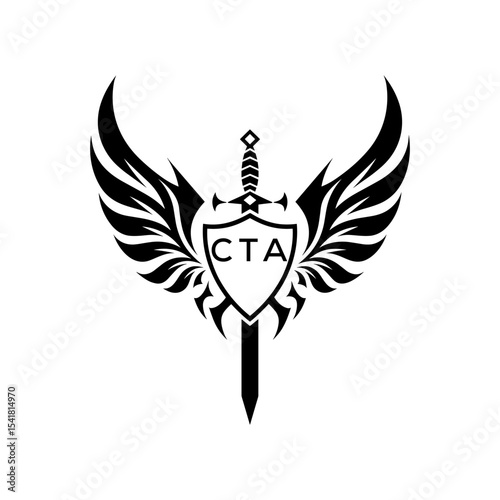 CTA "Heraldic Sword Shield Wing Emblem with CTA Initials  – CTA Later Logo Military Logo Design Vector"
