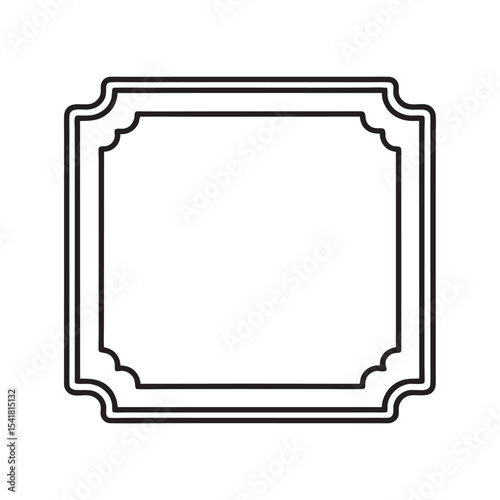 Thin Outline Photo Frame Silhouette in Black on White