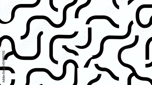 Minimal abstract black squiggle line pattern

