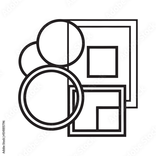 Modern Circle and Square Frame Silhouettes on White