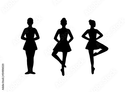 ballet dancers silhouettes. ballerina silhouette set featuring various classical ballet poses. Black silhouette of ballet dancers in graceful poses. Set of ballerina silhouettes.
