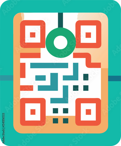 Phone with QR code icon vector	