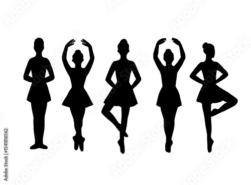 ballet dancers silhouettes. ballerina silhouette set featuring various classical ballet poses. Black silhouette of ballet dancers in graceful poses. Set of ballerina silhouettes.