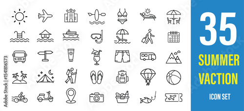 Summer Vacation Minimalist Icons Set_Perfect for Travel & Holiday Designs