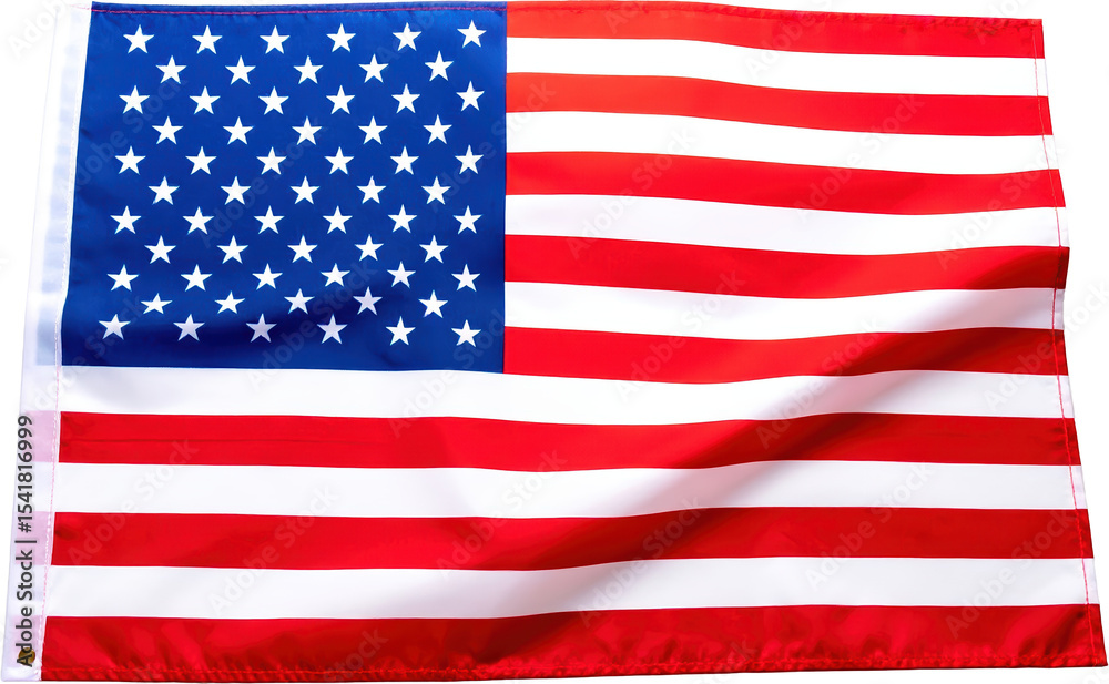 Fototapeta premium Waving United States of America national flag with vibrant red and white stripes and blue field featuring white stars