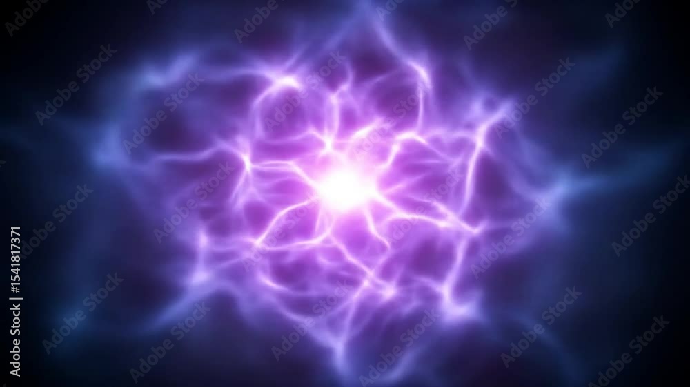glowing purple plasma energy orb with electric lightning effects.