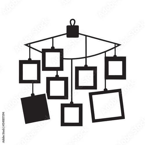 Photo Frame Wall Collage Line Art Vector