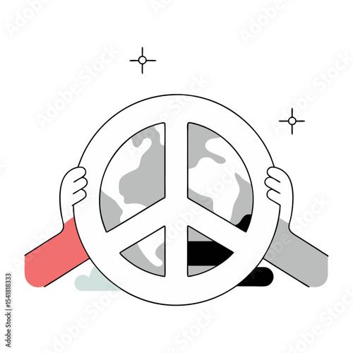 Symbolic Peace Wheel Vector Illustration – Hand-Drawn Spiritual Mandala Design Representing Unity, Harmony, and Global Tranquility