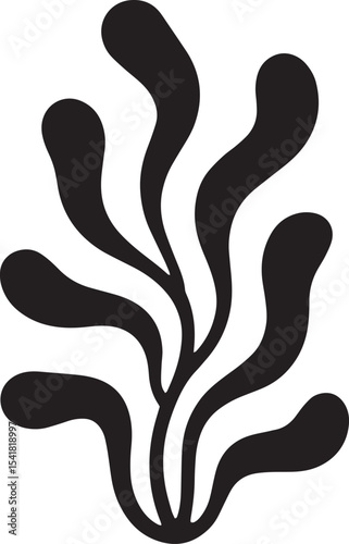 seaweed silhouette, seaweed outline, marine plant icon, ocean flora vector, underwater vegetation, sea plant silhouette, aquatic leaves, kelp silhouette, ocean botanical shape, coral reef plants, seag