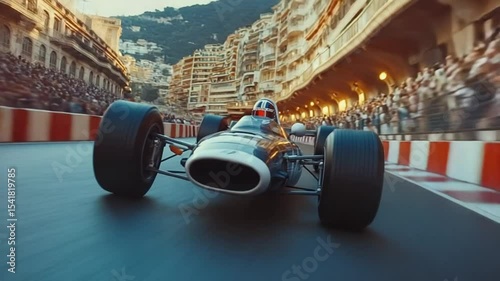 Vintage Formula Car Racing Through Monte Carlo Streets: A Thrilling Visual Experience