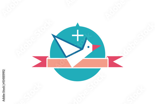 Origami Bird Educational Illustration with Math Symbols colorful