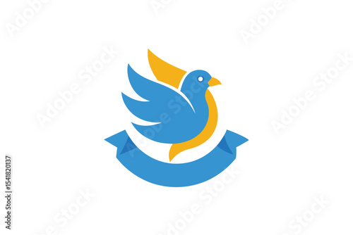Peaceful Bird with Educational Scroll Illustration for Education Niche