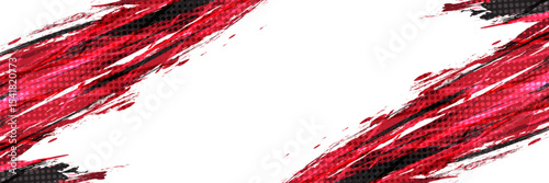 Sports Background with Black and Red Brush Strokes with Halftone Effect in Grunge Style