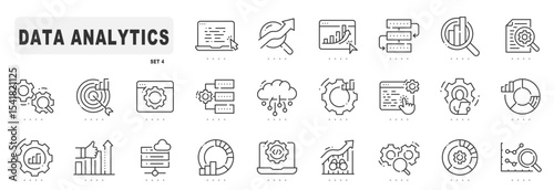 Data analytic related line icons. Chart, statistic, research etc. Editable stroke
