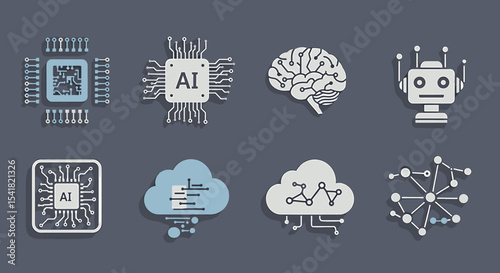 Artificial intelligence icons graphic