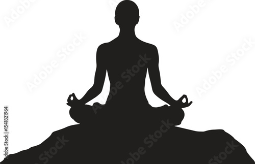Silhouette of Yoga Pose. Meditation, mindfulness, health, wellness, peace. Vector illustration on white background