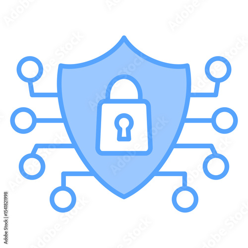 Cyber Security Blue Icon