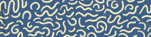 Seamless pattern with hand drawn brush lines. Doodle graffity on blue background. Vector illustration.