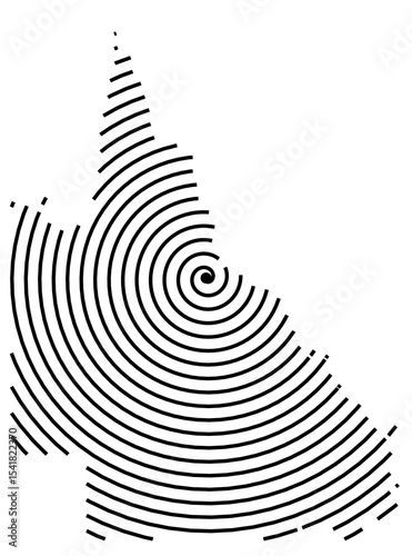 Symbol Map of the State Queensland (Australia) showing the territory with a black spiral line