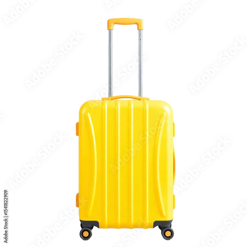 Yellow travel suitcase isolated on transparent background