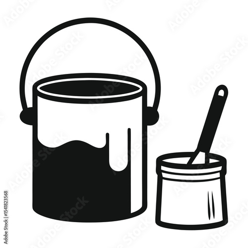 Paint Bucket and Brush Vector Icon