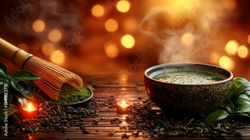 Zen tea ceremony scene