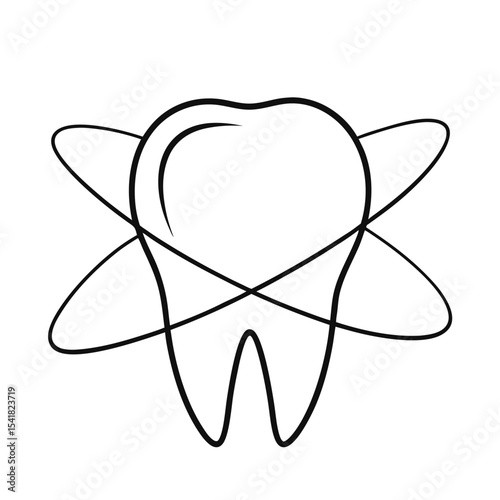 Tooth with Atomic Orbits Vector Icon