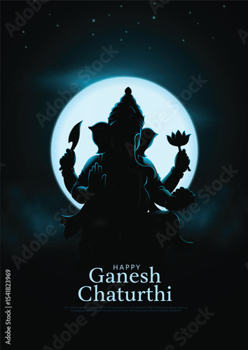 Silhouette vector illustration of lord ganpati for happy Ganesh Chaturthi festival of India. Creative background design.