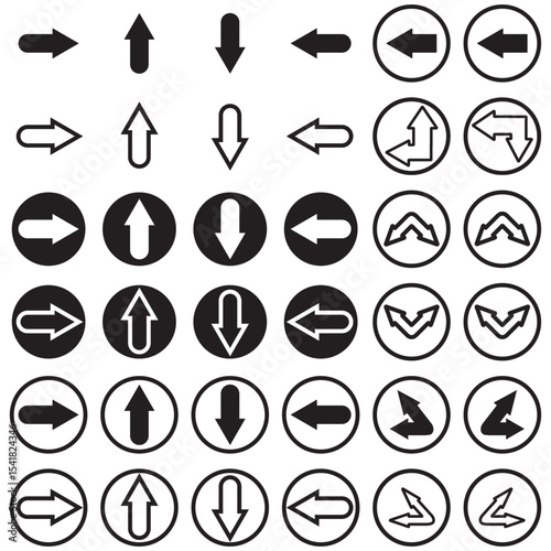 Black arrow icon big sets. Vector arrow illustration