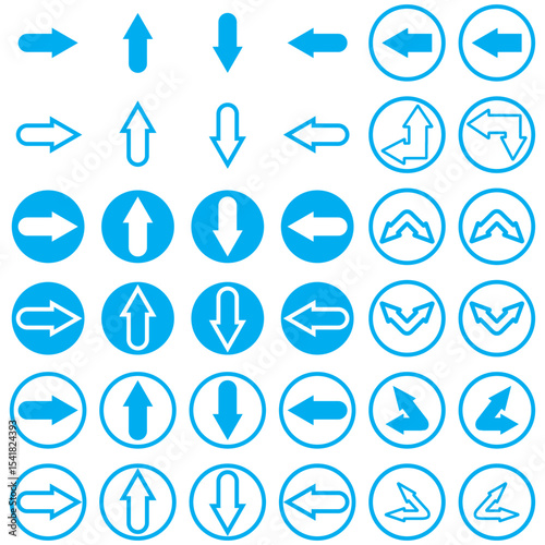 Line Arrow vector icon set in thin line style.