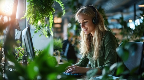 call center operator of an energy company in the office
