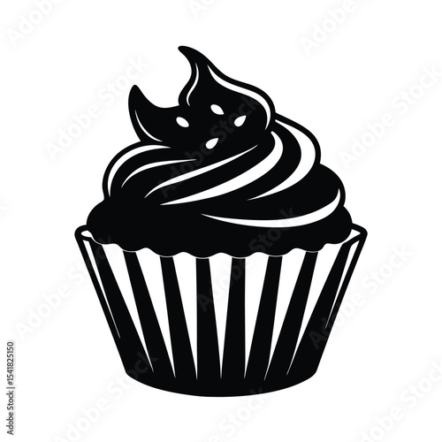 cupcake with chocolate frosting silhouette sweet dessert