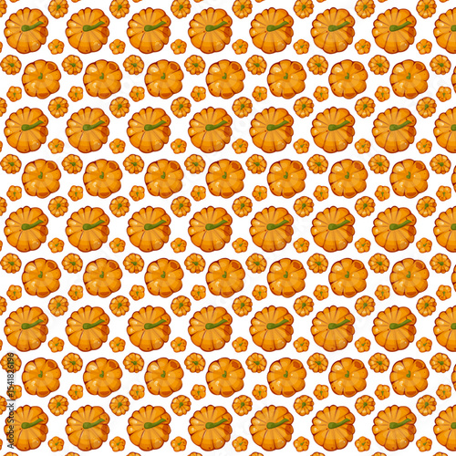 Seamless pattern pumpkins for autumn harvest, Halloween, and Thanksgiving design. For greeting cards, posters, flyers, banners for fall festivals and farmers’ markets, packaging, textile design