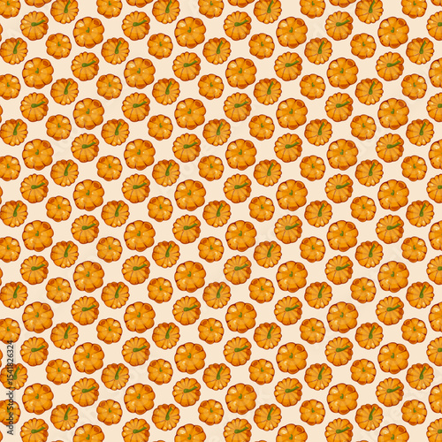 Seamless pattern pumpkins for autumn harvest, Halloween, and Thanksgiving design. For greeting cards, posters, flyers, banners for fall festivals and farmers’ markets, packaging, textile design