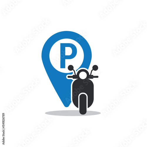 vector design of motorcycle parking sign.