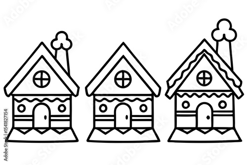 Gingerbread House Line Art Set
