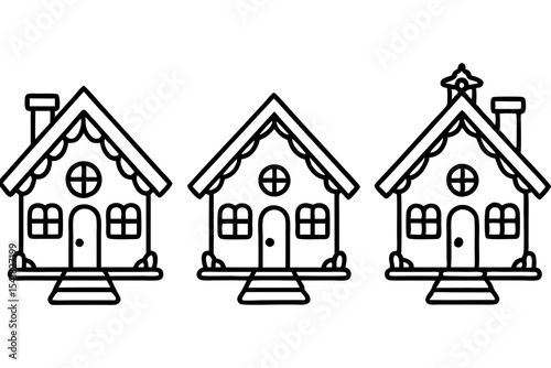 Gingerbread House Line Art Set