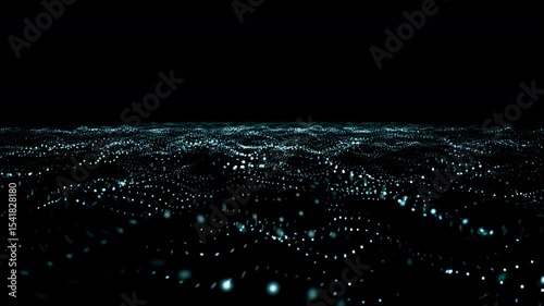 Futuristic blue trapcode wave form. 4k Abstract green motion background. data transfer particle effect. a sea of glowing neon particles pulse across the screen. Data cloud effect.