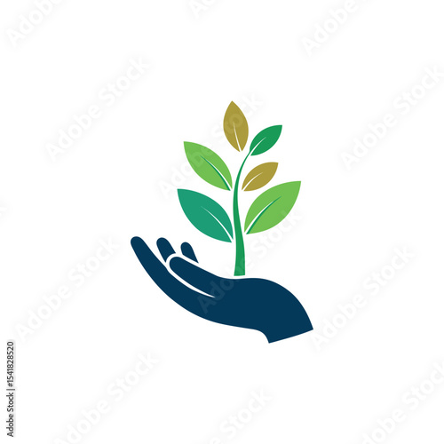 Hand with Growing Plant Logo design vector 