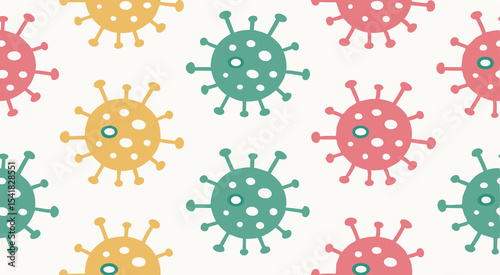 Cute doodle virus seamless pattern background vector design