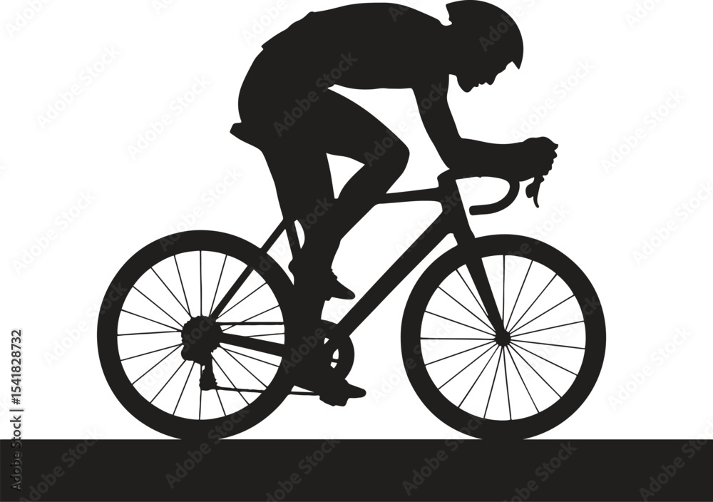 Fototapeta premium Silhouette of Racing Cyclist. Speed, competition, sport, road, athlete. Vector illustration on white background